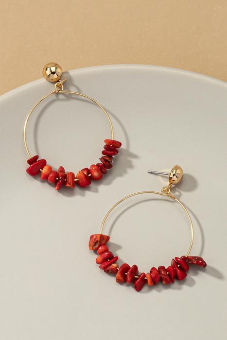 Very Carrot Dangling hoop with natural stone chips