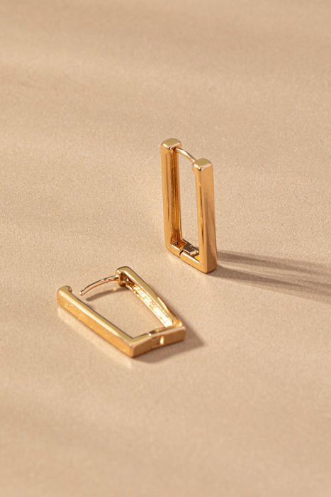 Very Carrot Brass rectangle huggie hoop earrings