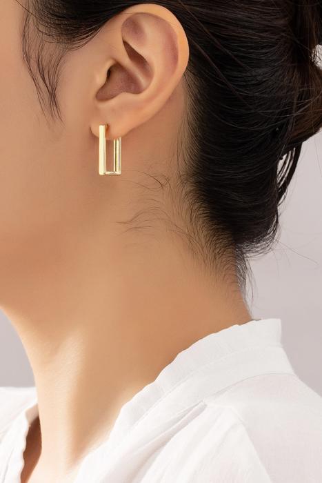 Very Carrot Brass rectangle huggie hoop earrings