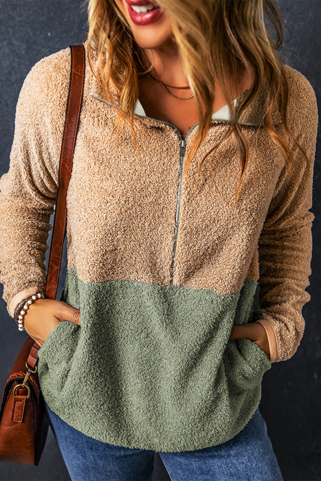 Love Kuza - Meadowwood Colorblock Sherpa Half-Zip