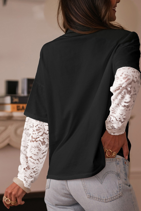 Love Kuza - Lace Layered Contrast Top