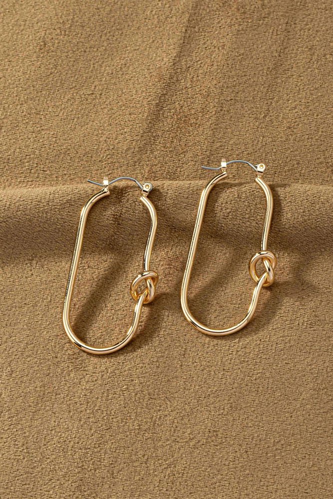 Very Carrot Brass oval hoop with love knots earrings