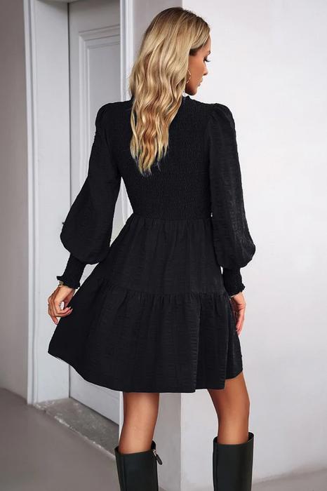 Love Kuza Smocked Long Sleeve Tiered Dress