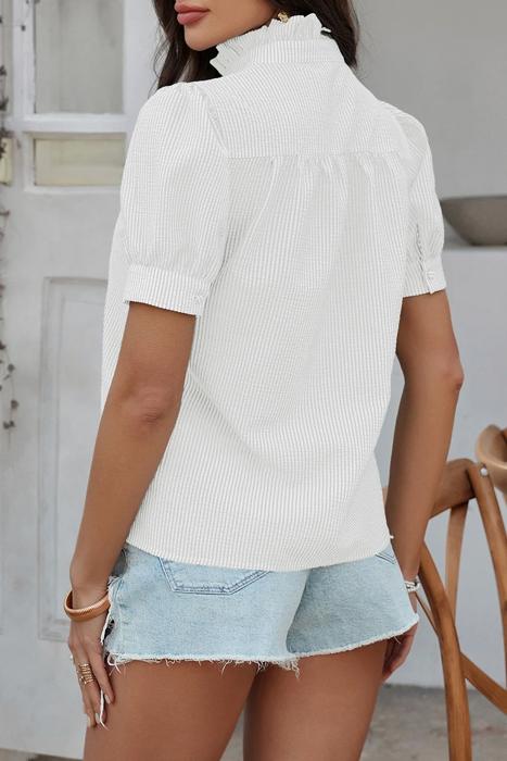 Love Kuza Ruffle Charm Seersucker Blouse