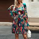  Love Kuza Artsy Floral V-Neck Pleated Dress 