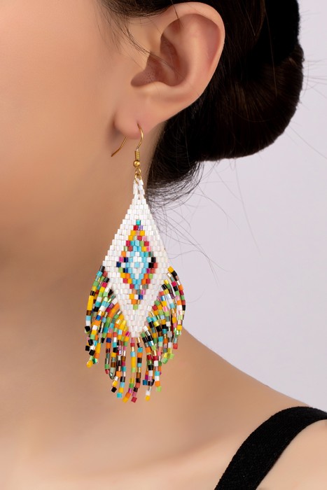 Very Carrot Handmade Boho Diamond Fringe Earrings