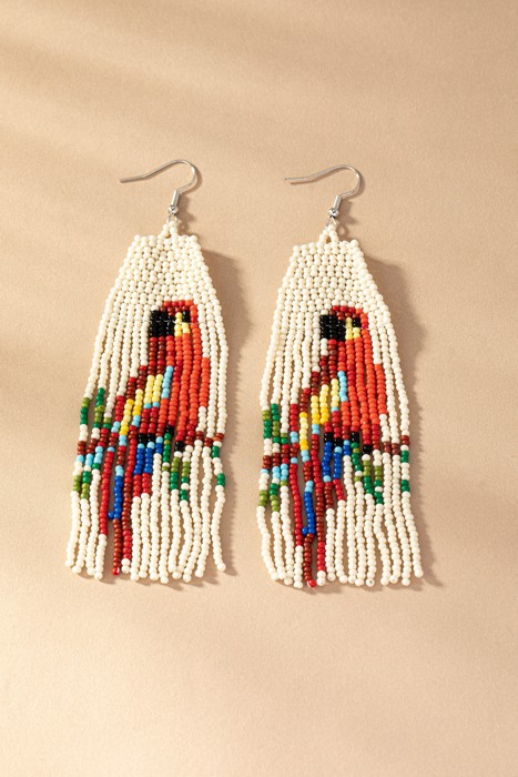 Very Carrot Handmade Tropical Parrot Beaded Drop Earrings