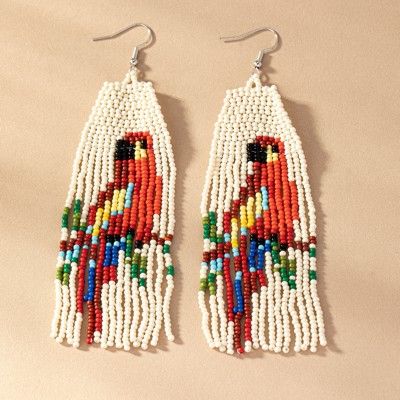 Very Carrot Handmade Tropical Parrot Beaded Drop Earrings