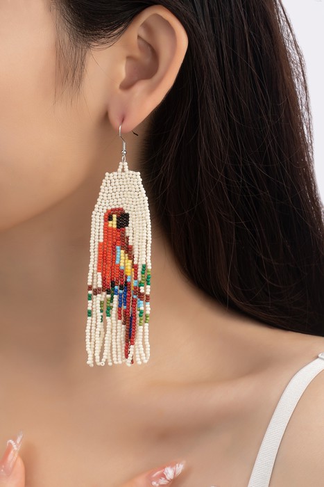 Very Carrot Handmade Tropical Parrot Beaded Drop Earrings