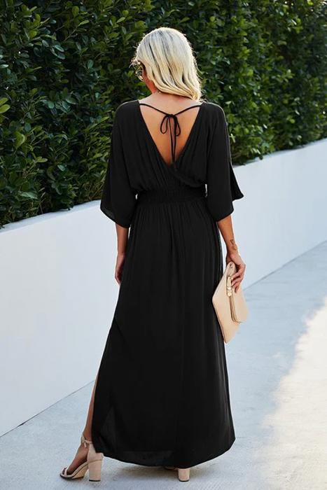 Love Kuza V-Neck Dolman Sleeves Maxi Dress