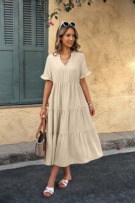 Love Kuza Sunset Stroll Tiered Midi Dress