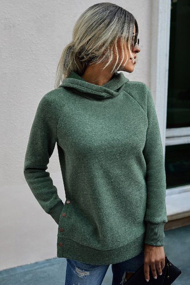 Love Kuza Button Sides Hoodie Sweater