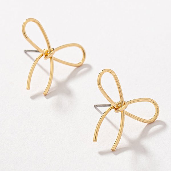 Very Carrot Brass wire bow tie earrings