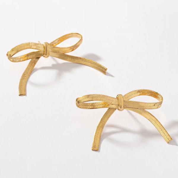 Very Carrot Herringbone Chain Bow Tie Earrings