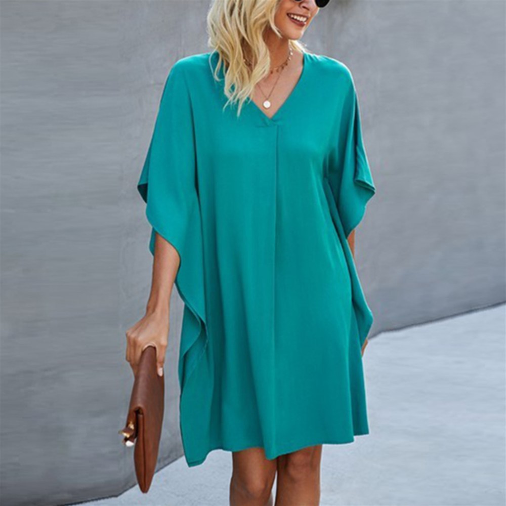 Love Kuza V Neck Dolman Sleeves Dress