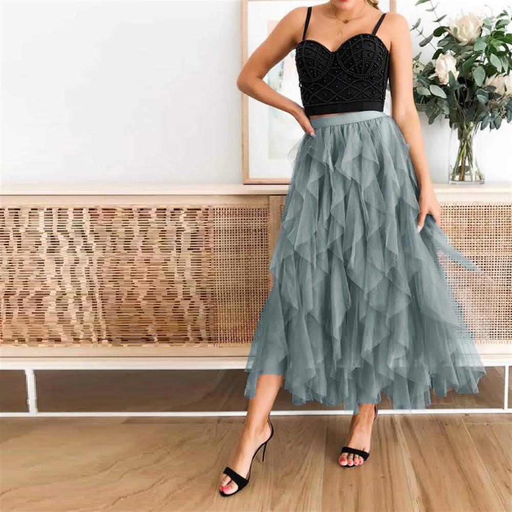 Love Kuza Tulle Tulle Tiered Maxi Skirt