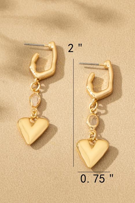 Very Carrot Sparkling Heart Huggie Drop Earrings