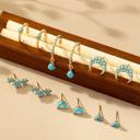  Very Carrot Set of 6 pairs assorted dainty turquoise with gold tone earrings