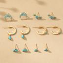  Very Carrot Set of 6 pairs assorted dainty turquoise with gold tone earrings