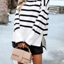  Love Kuza High Neck Striped Cozy Sweater