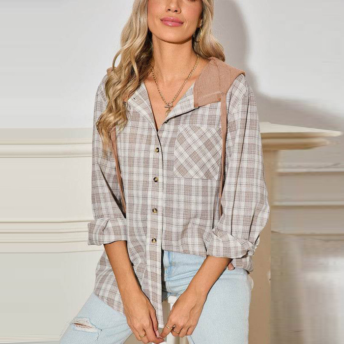 Love Kuza - Cozy Trail Plaid Hoodie Shirt