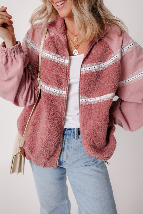 Love Kuza - Rosewood Lace Sherpa Jacket