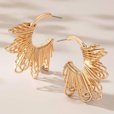 Sunburst Wire Hoop Earrings