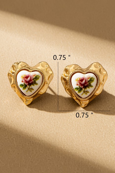 Very Carrot Heirloom Rose Heart Studs
