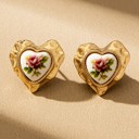  Very Carrot Heirloom Rose Heart Studs