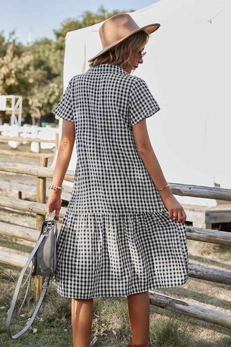 Love Kuza Checkered Charm Midi Dress