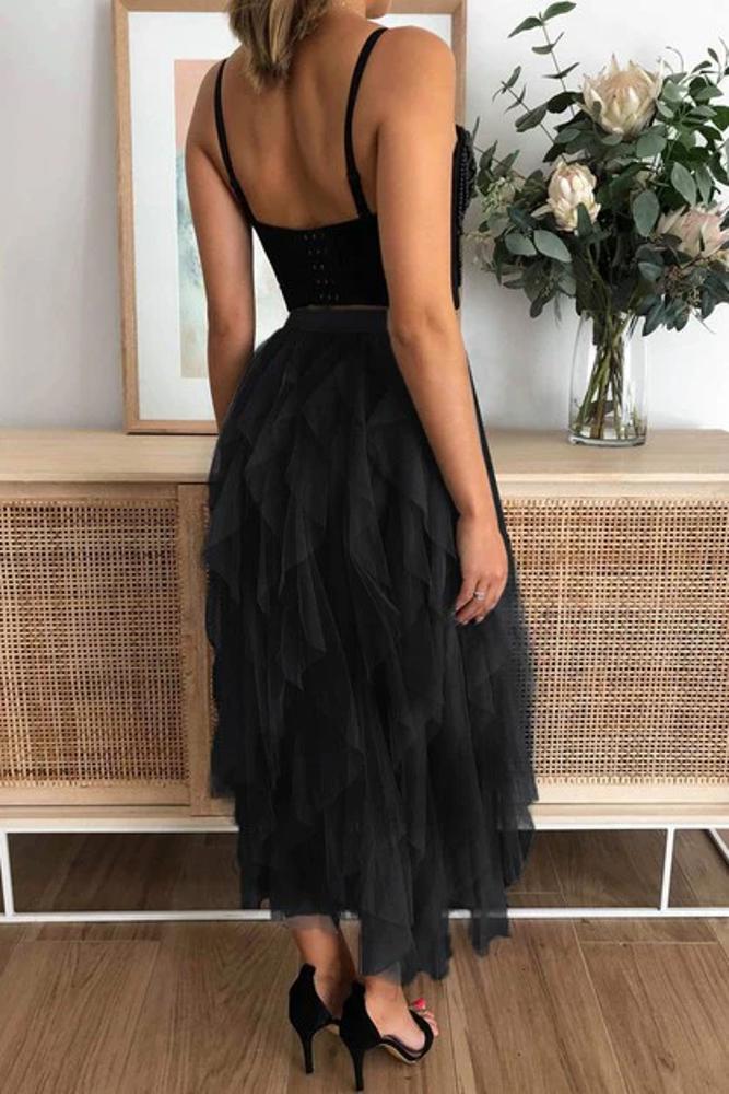 Love Kuza Tulle Tulle Tiered Maxi Skirt