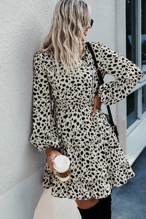 Love Kuza Abstract Dots Long Sleeve Dress 