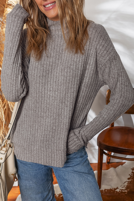Love Kuza - Cozy Mist Ribbed High Neck