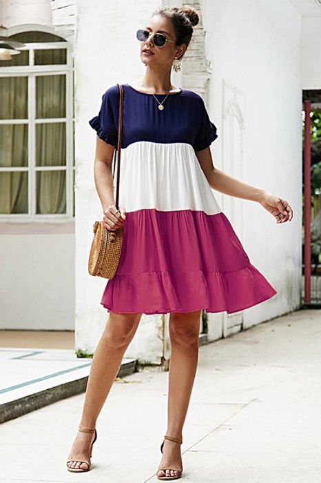SALE!  Last Piece - Size L only - Love Kuza Color Cascade Dress