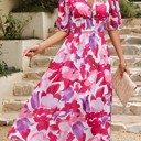  Love Kuza Bold Prints Puffy Sleeves Midi Dress