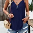 Navy Small Love Kuza Sleek Zip Front V-Neck Cami