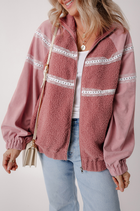 Love Kuza - Rosewood Lace Sherpa Jacket