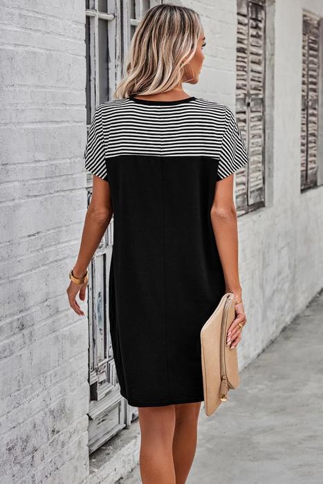 Love Kuza Casual Stripes Loose Fit T-Dress