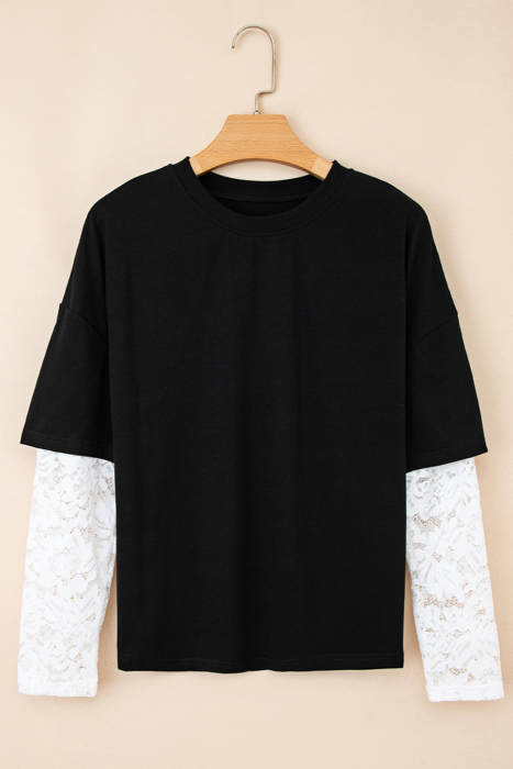 Love Kuza - Lace Layered Contrast Top