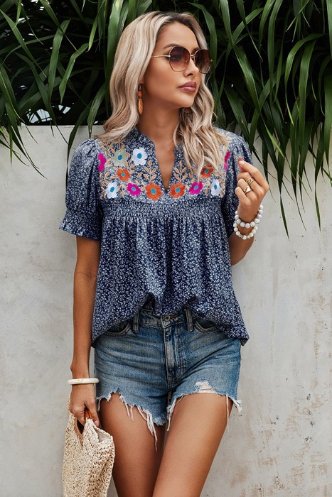 Love Kuza Embroidered Canopy Blouse