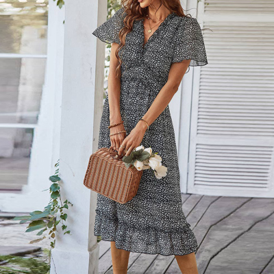 Love Kuza Floral Flounce Midi Dress