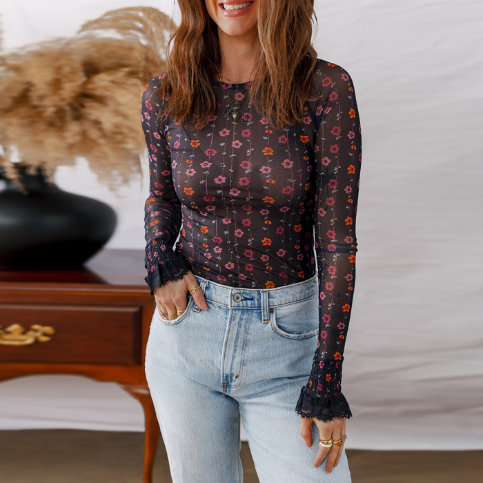 Love Kuza - Midnight Petals Lace Bodysuit