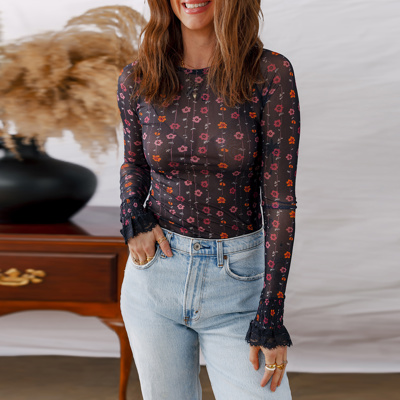 Love Kuza - Midnight Petals Lace Bodysuit