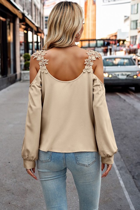 Love Kuza Beige Laced Radiance Blouse