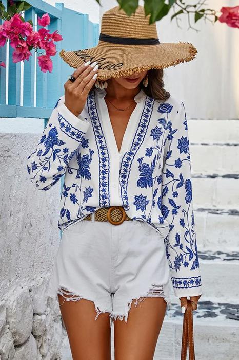 Love Kuza Cobalt Bloom Blouse