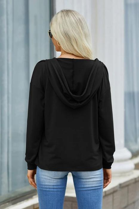 Love Kuza Cotton Mix Vneck Hoodie Top