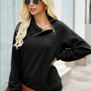 Black Small Love Kuza Asymmetrical Zipper Neck Sweater