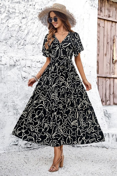 Love Kuza Floral Rhythm Wrap Dress