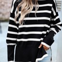  Love Kuza High Neck Striped Cozy Sweater