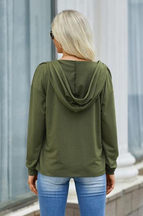 Love Kuza Cotton Mix Vneck Hoodie Top
